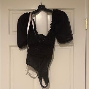 House of CB Black Sheer Bodysuit
